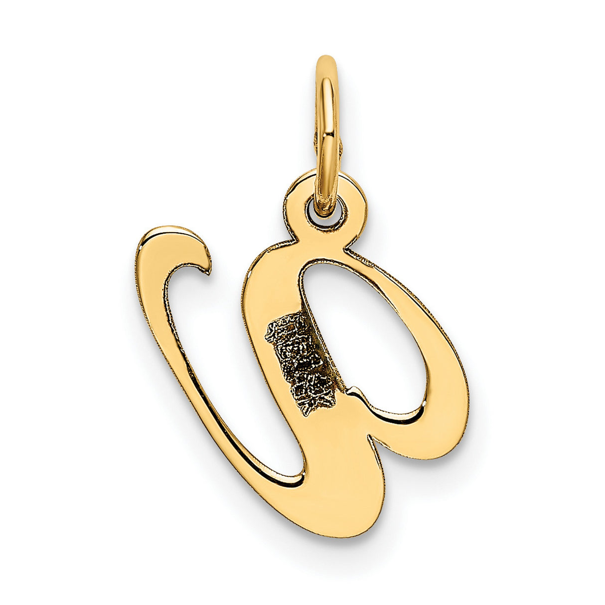 10k Yellow Gold Script Initial W Pendant Charm, Cursive Letter Monogram Jewelry