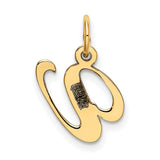 10k Yellow Gold Script Initial W Pendant Charm, Cursive Letter Monogram Jewelry