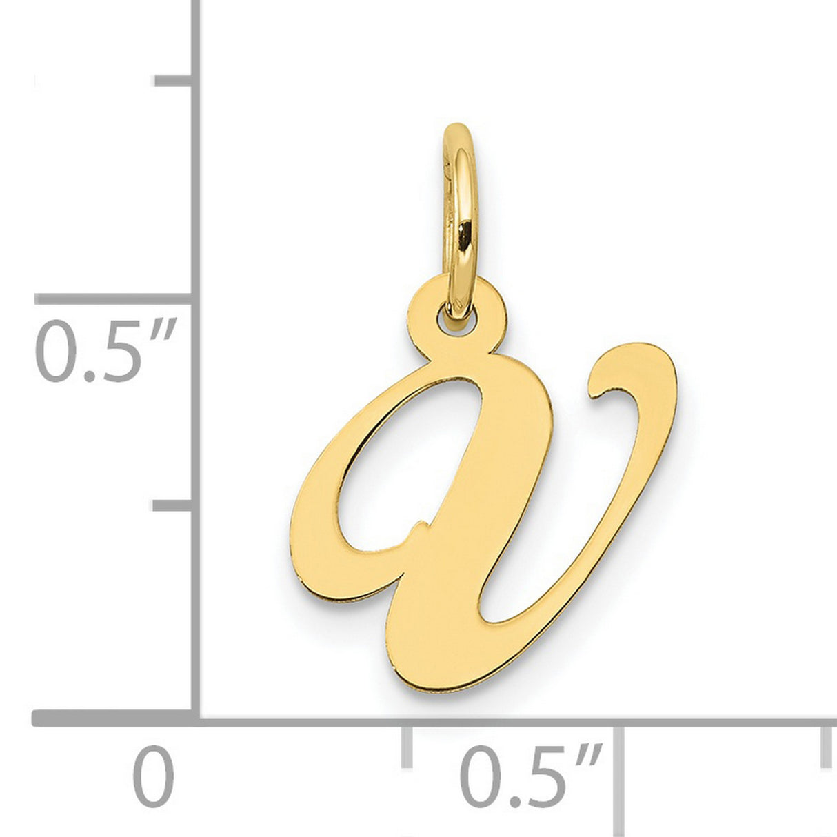 10k Yellow Gold Script Initial W Pendant Charm, Cursive Letter Monogram Jewelry