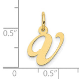 10k Yellow Gold Script Initial W Pendant Charm, Cursive Letter Monogram Jewelry