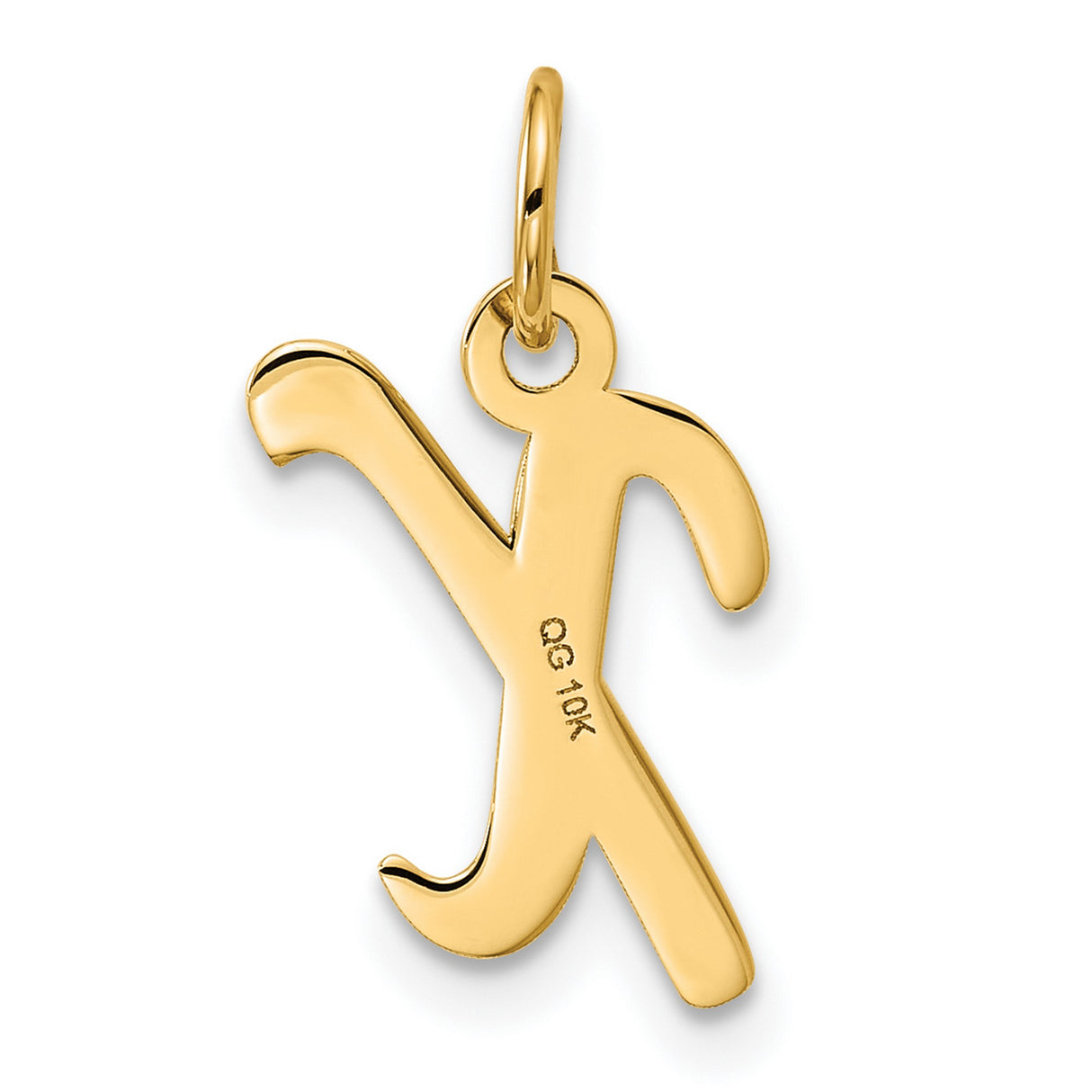 10k Yellow Gold Letter X Pendant Charm, Script Initial Monogram for Women