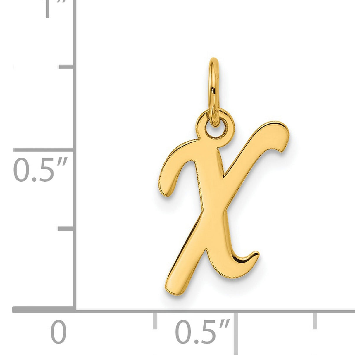 10k Yellow Gold Letter X Pendant Charm, Script Initial Monogram for Women