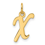 10k Yellow Gold Letter X Pendant Charm, Script Initial Monogram for Women