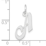 10k White Gold Initial A Pendant, Cursive Script Letter Charm, Minimalist Jewelry for Women
