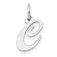 10k White Gold Initial C Pendant, Polished Script Letter Charm for Women