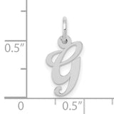 10k White Gold Letter G Pendant Charm, Polished Script Initial Jewelry for Women