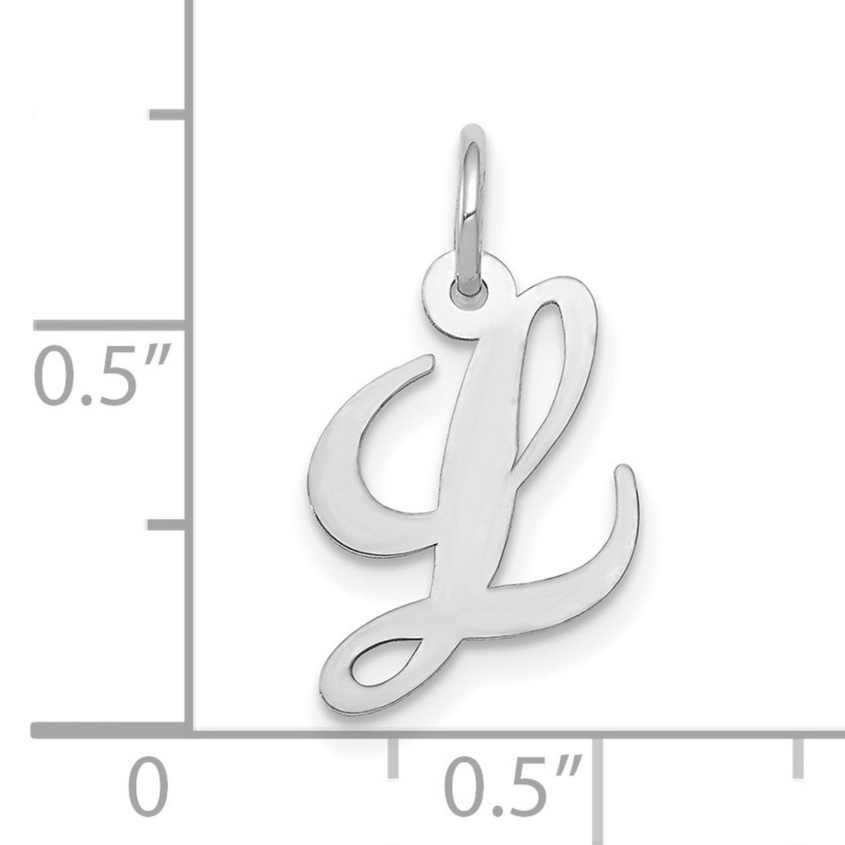 Small Fancy Script Initial L Charm Pendant in Real 10k White Gold