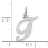 10k White Gold Script Letter J Pendant, Personalized Alphabet Charm for Women