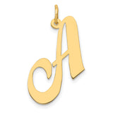 10k Yellow Gold Initial A Pendant, Script Letter Charm with Polished Finish for Women