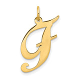 10k Yellow Gold Script Letter J Pendant, Cursive Initial Charm for Women or Unisex Wear