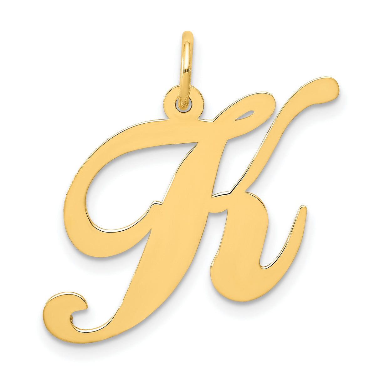 10k Yellow Gold Initial Pendant, Script Letter K Charm, Dainty Monogram Jewelry for Women