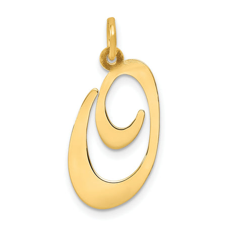 10k Yellow Gold Pendant with Modern Swirl Design and Abstract Style for Women
