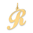 10k Yellow Gold Initial R Pendant, Script Letter Charm, Polished Monogram Jewelry for Women