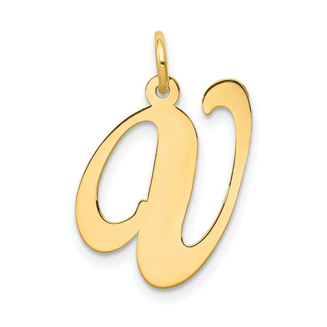 10k Yellow Gold Initial Pendant, Lowercase Script A Letter Charm, Unisex Monogram Jewelry