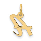 10k Yellow Gold Script Letter A Pendant Charm, Polished Monogram for Women
