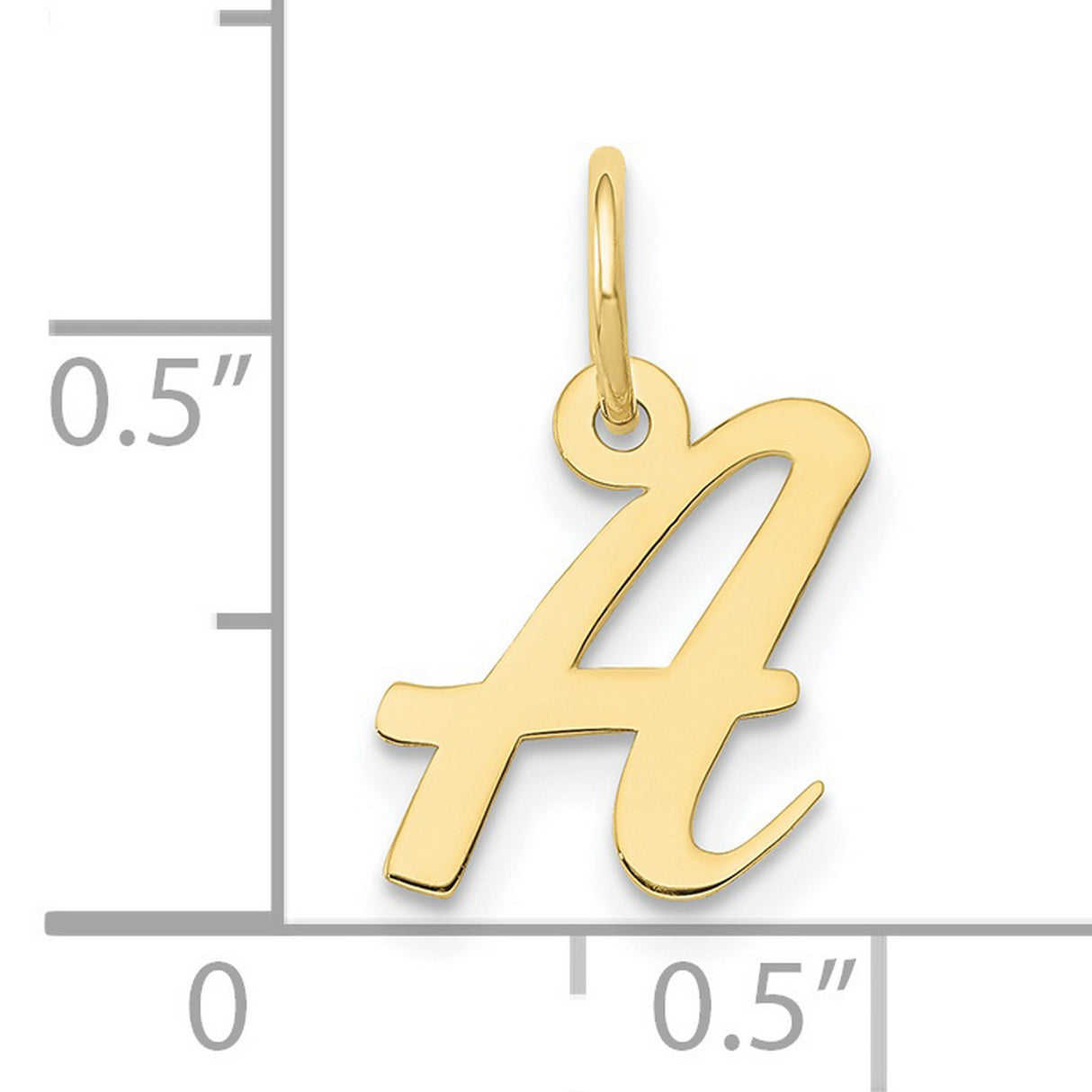 10k Yellow Gold Script Letter A Pendant Charm, Polished Monogram for Women