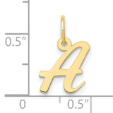 10k Yellow Gold Script Letter A Pendant Charm, Polished Monogram for Women