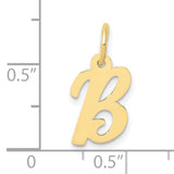 10k Yellow Gold Initial B Pendant Charm, Script Letter Design for Women