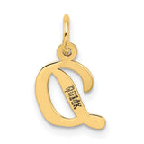 10k Yellow Gold Script Initial D Pendant, Polished Cursive Letter Charm for Women