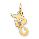 10k Yellow Gold Script Initial Pendant, Cursive Letter F Monogram Charm