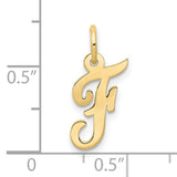 10k Yellow Gold Script Initial Pendant, Cursive Letter F Monogram Charm