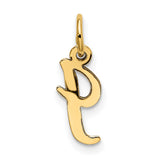10k Yellow Gold Letter J Pendant Charm, Script Initial Monogram Jewelry for Women