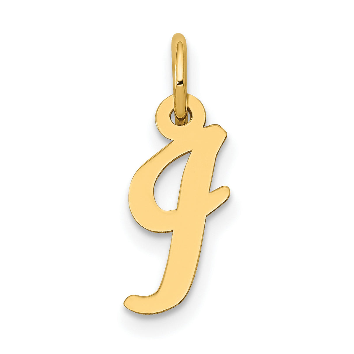 10k Yellow Gold Letter J Pendant Charm, Script Initial Monogram Jewelry for Women