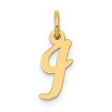 10k Yellow Gold Letter J Pendant Charm, Script Initial Monogram Jewelry for Women