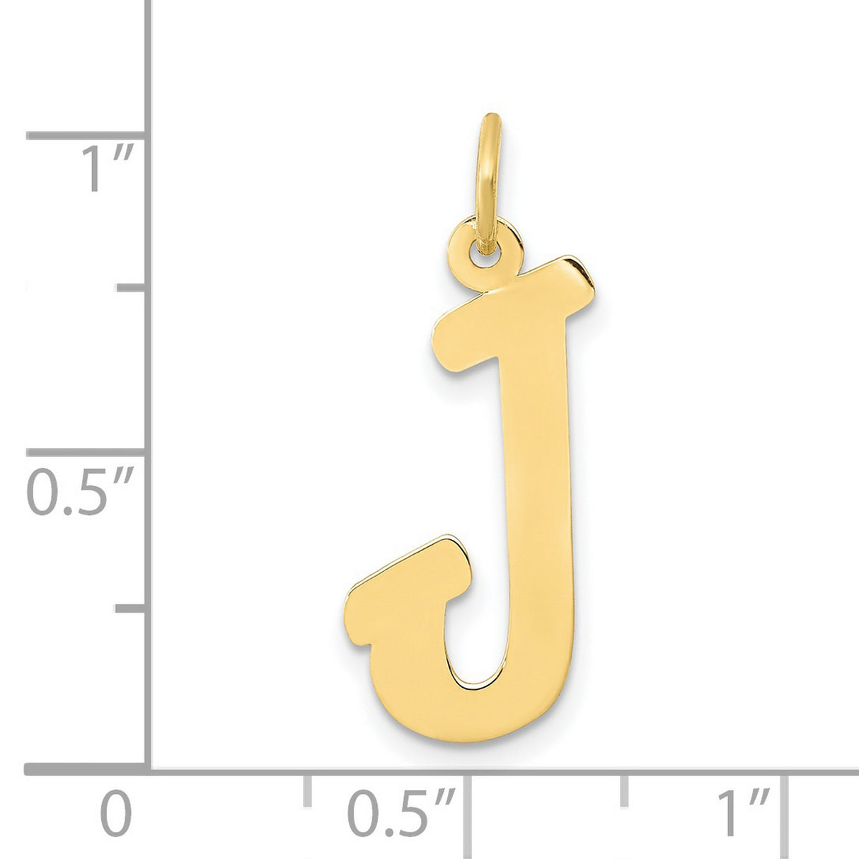 10k Yellow Gold Letter J Pendant Charm, Polished Block Initial Jewelry for Women or Unisex Wear