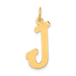 10k Yellow Gold Letter J Pendant Charm, Polished Block Initial Jewelry for Women or Unisex Wear