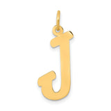 10k Yellow Gold Letter J Pendant Charm, Polished Block Initial Jewelry for Women or Unisex Wear