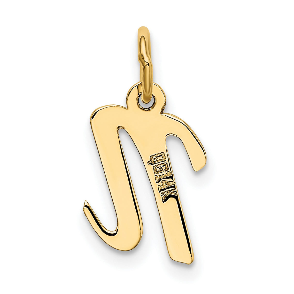 10k Yellow Gold Initial N Pendant, Script Lowercase Letter Charm for Women