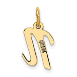 10k Yellow Gold Initial N Pendant, Script Lowercase Letter Charm for Women