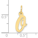 10k Yellow Gold Initial Q Pendant, Polished Script Letter Charm for Women or Unisex Wear