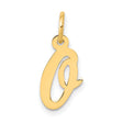 10k Yellow Gold Initial Q Pendant, Polished Script Letter Charm for Women or Unisex Wear
