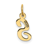10k Yellow Gold Script Initial S Pendant Charm, Polished Alphabet Letter Jewelry for Women