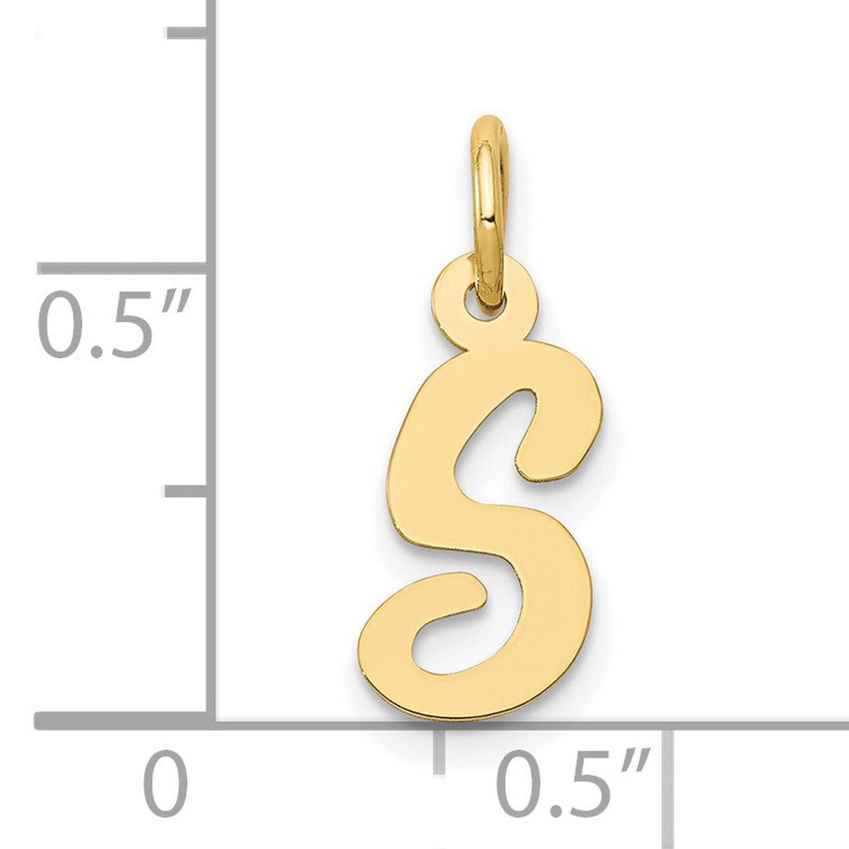 10k Yellow Gold Script Initial S Pendant Charm, Polished Alphabet Letter Jewelry for Women