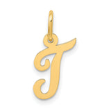 10k Yellow Gold Script Initial J Pendant Charm, Polished Letter Design for Women