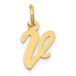 10k Yellow Gold Initial Pendant, Script Letter V Charm, Polished Finish, Cursive Monogram Design