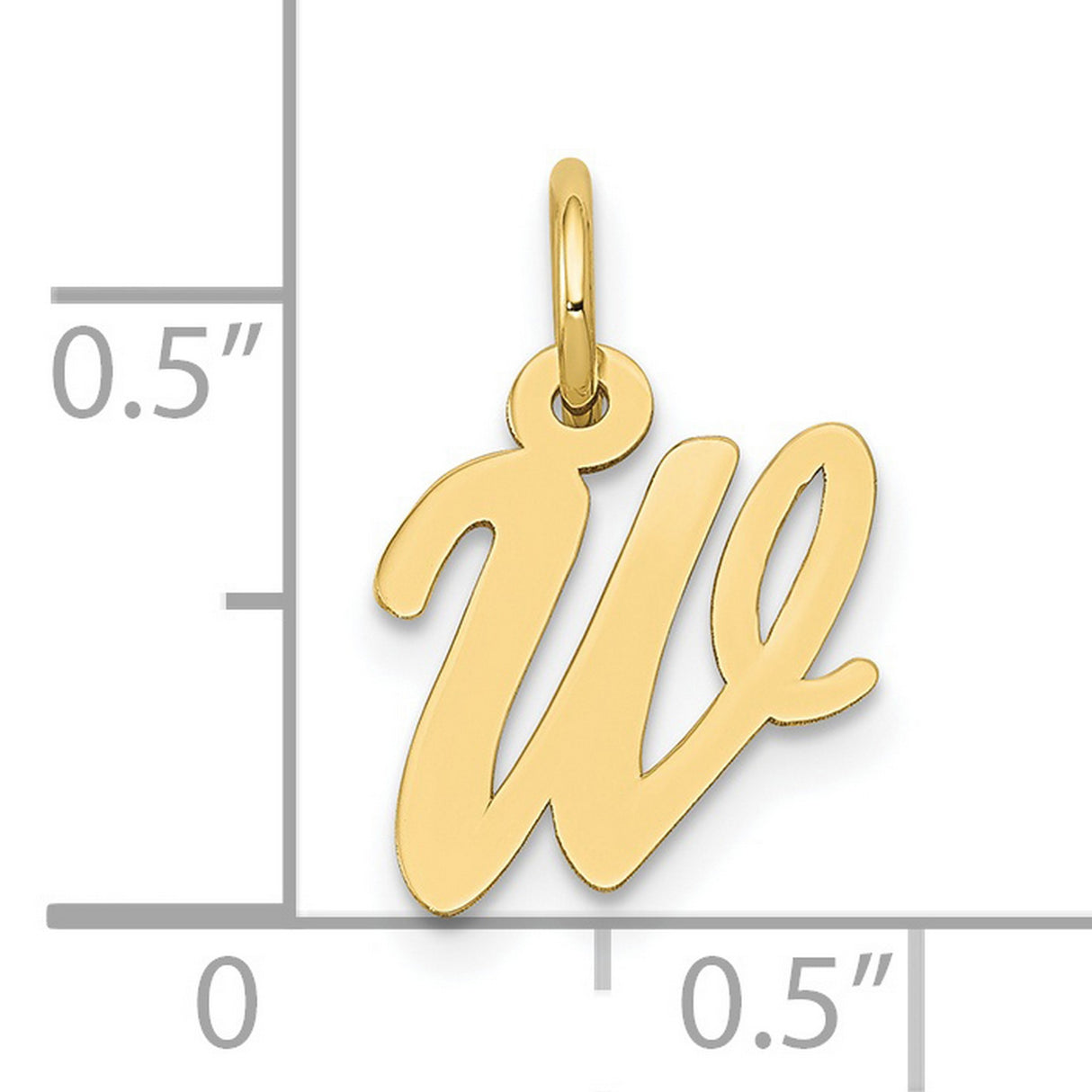 10k Yellow Gold Script Initial W Pendant, Dainty Cursive Letter Charm for Women