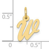 10k Yellow Gold Script Initial W Pendant, Dainty Cursive Letter Charm for Women