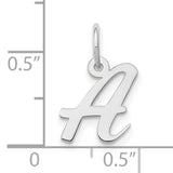 10k White Gold Script Initial A Pendant Charm, Polished Cursive Letter Monogram for Women