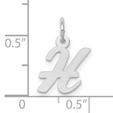 10k White Gold Initial H Pendant Charm, Cursive Script Letter Design for Women