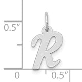 10k White Gold Initial R Pendant Charm, Script Letter Design for Women
