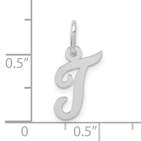 10k White Gold Initial J Pendant, Small Script Letter Charm, Unisex Monogram Jewelry