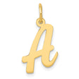 10k Yellow Gold Script Letter A Pendant Charm, Polished Cursive Initial Jewelry