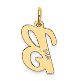10k Yellow Gold Letter B Pendant, Polished Script Initial Charm for Women