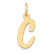 10k Yellow Gold Script Letter C Pendant, Polished Cursive Initial Charm for Women