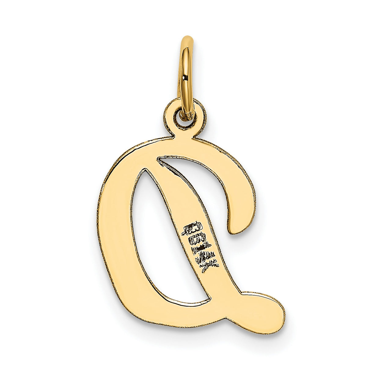 10k Yellow Gold Script Letter D Pendant, Polished Cursive Initial Charm for Women