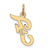 10k Yellow Gold Letter F Pendant, Script Initial Charm for Women